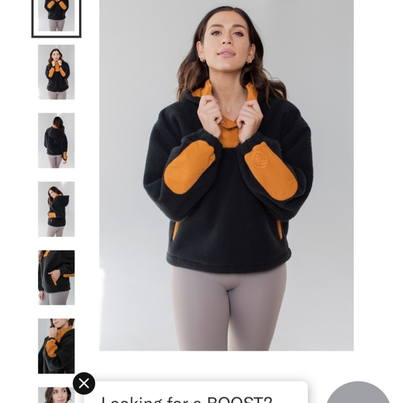 Savvi saavi  size medium camper sherpa pullover nwot black/orange - Picture 4 of 5